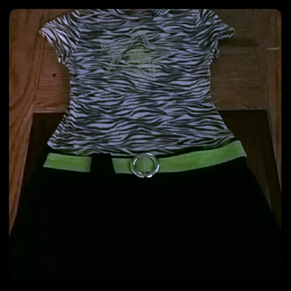 A black white and green dress